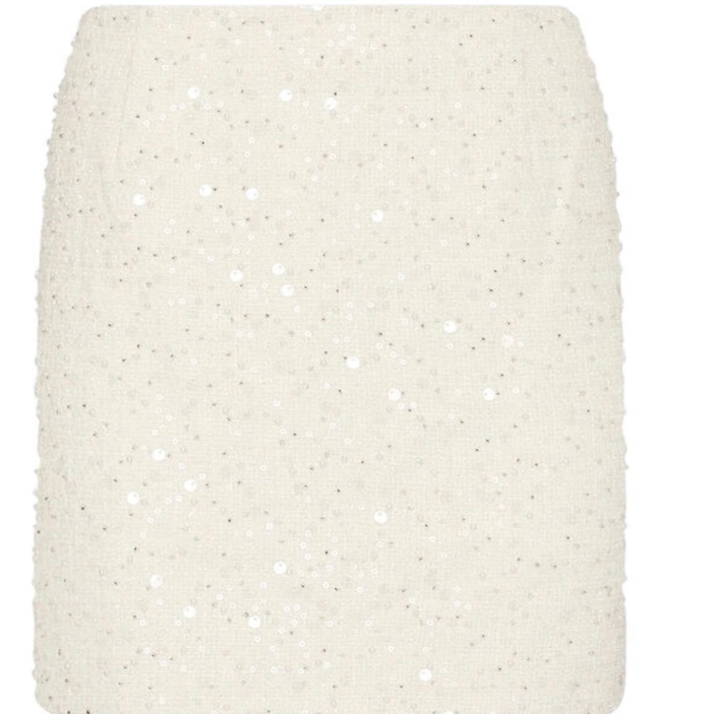 Milly Beaded Tweed Modern Mini Skirt White Size 6